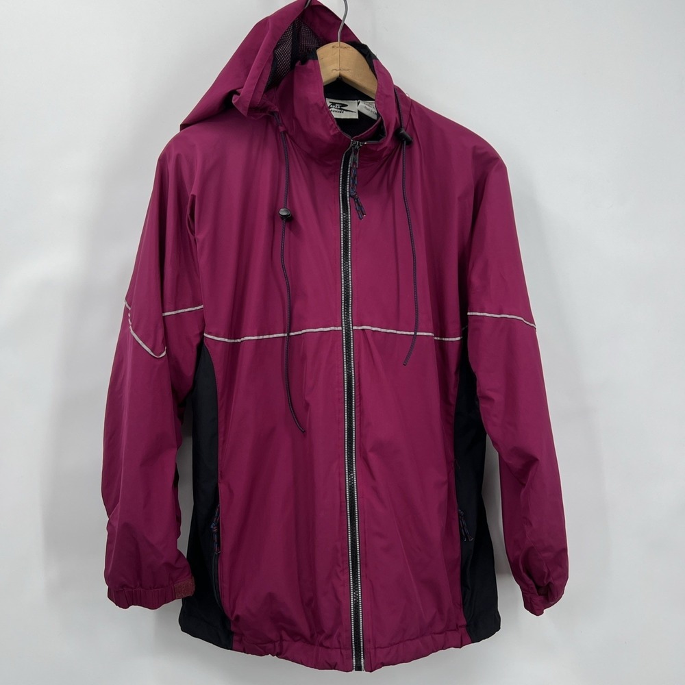 VTG Road‎ Runner Sports Womens Med Reflective Windbreaker jacket Full Zip Hood M
